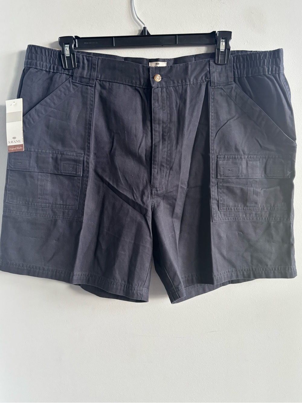 Savane Original Khakis Men's Cargo Shorts NWT 42 Side Elastic Waist Dark Gray